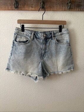 H&M Light Blue Acid Wash Denim Frayed Hem Shorts